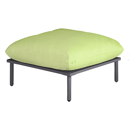 footstool with flint frame and green cushions
