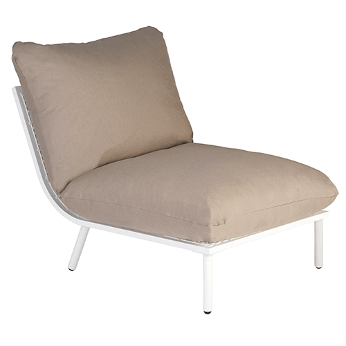 middle module with shell frame and beige cushions