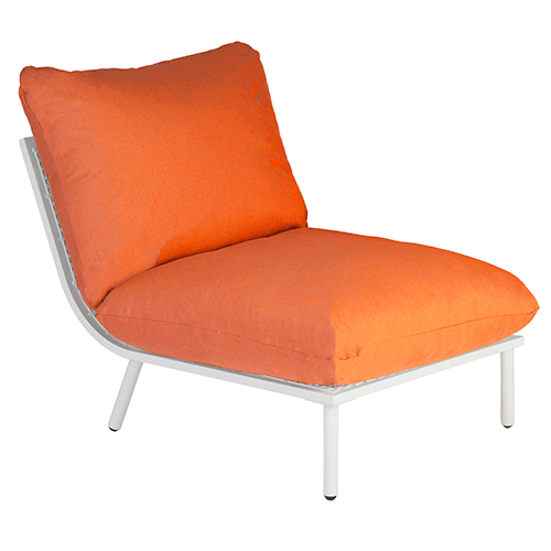 middle module with shell frame and orange cushions