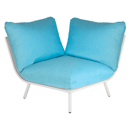 shell frame with blue cushions