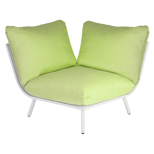 shell frame with green cushions